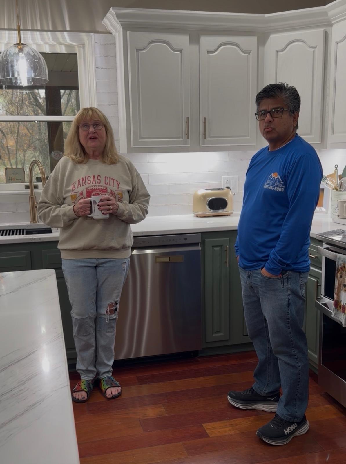 Kitchen after remodel - with happy customer